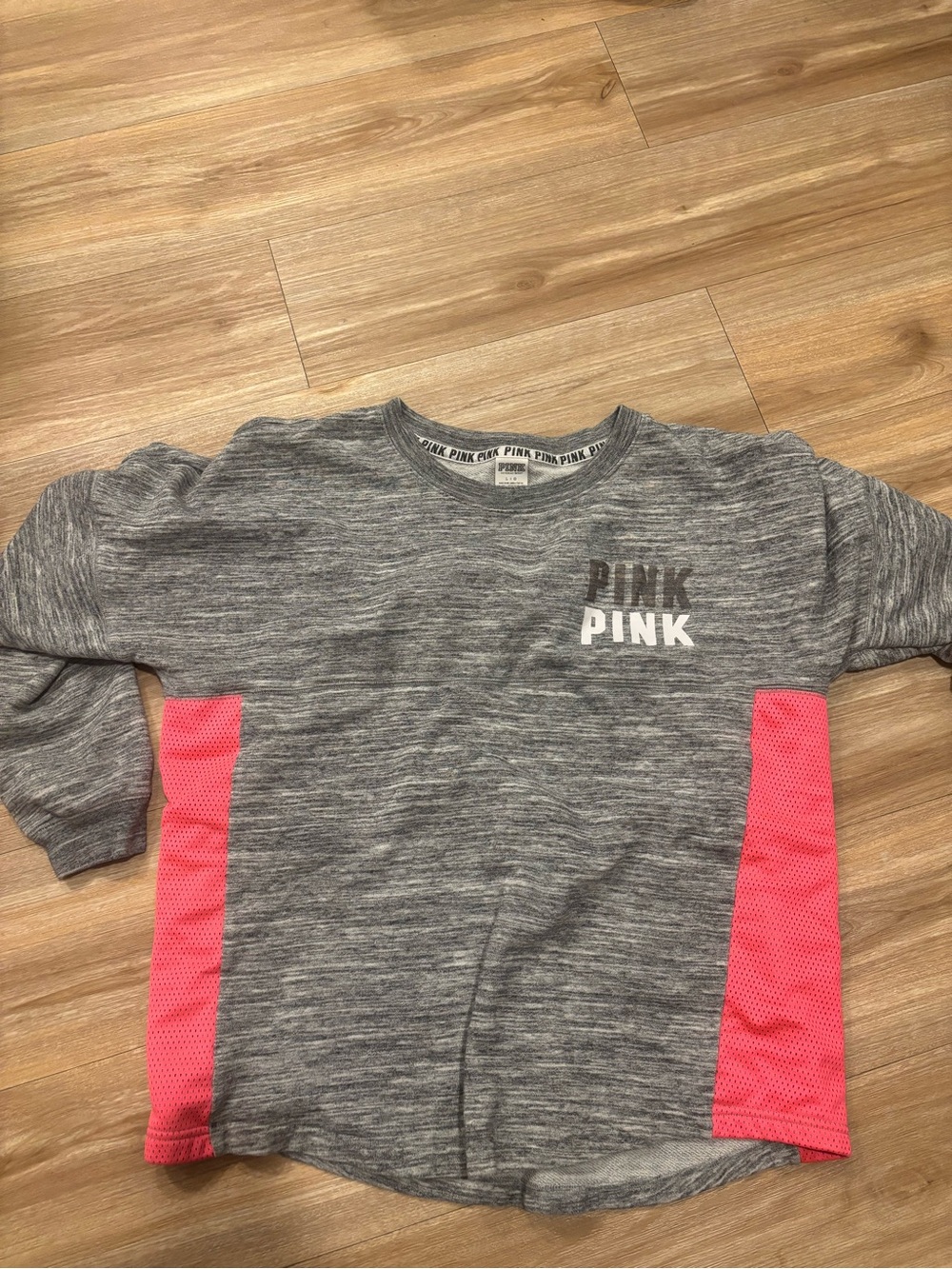 Victoria's Secret PINK Grey Sweatshirt with Hot Pink Side Panels